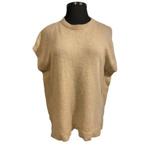 Fraas Womens Sweater Poncho 100% Cashmere Tan Crewneck